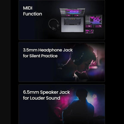 AeroBand Guitar Travel Electric Guitar Pain-Free Silicone String All-in-One 9 Sound Styles Acoustic Bass With Speaker Microphone