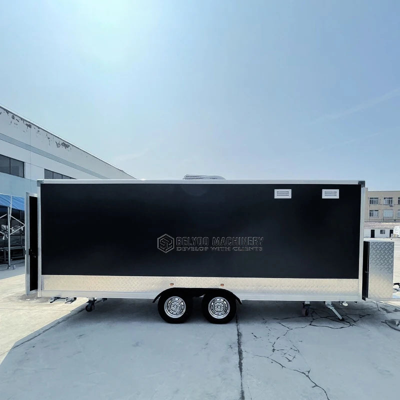 Belyoo Fast Food Truck Mobile BBQ Trailer Ice Cream Cart Concession Trailer Juice Vending Car Food Kiosk Trailers Fully Equipped