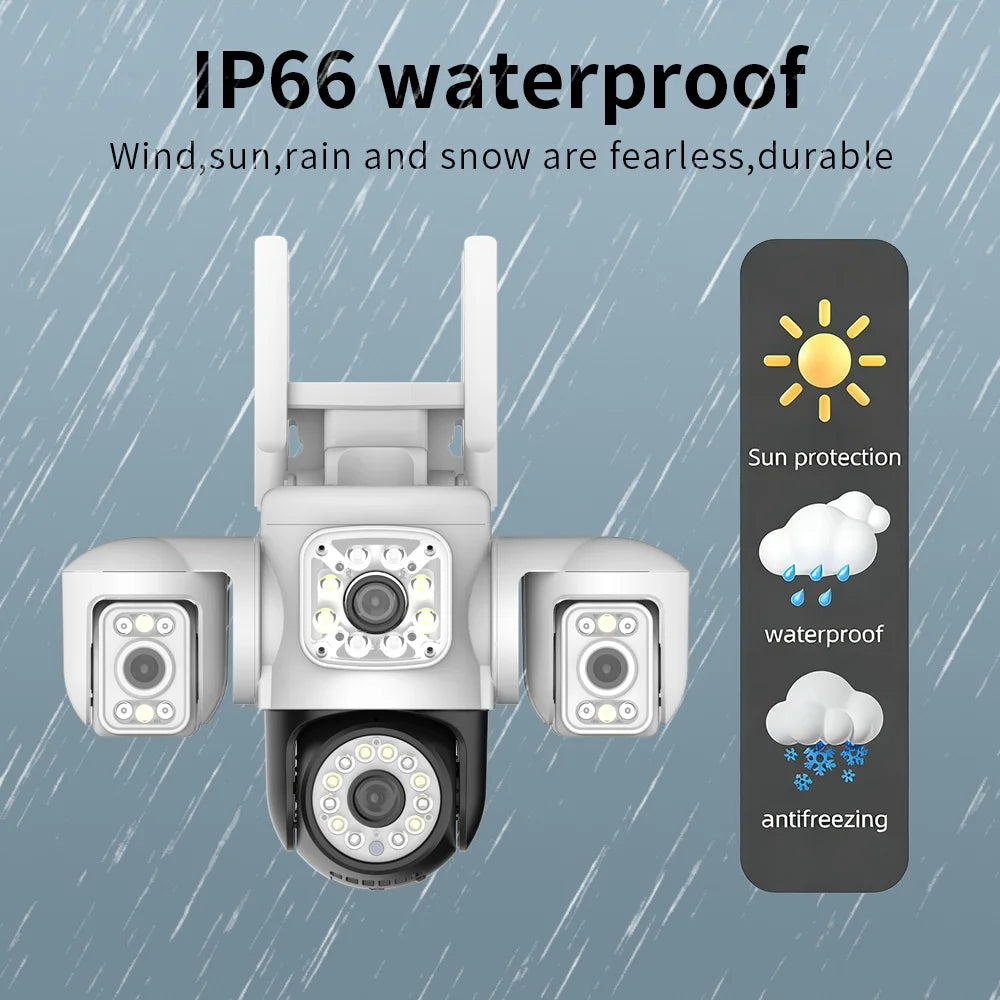 Yoosee 6K 15MP 3 Lens 3 Screens WiFi PTZ IP Camera Outdoor Waterproof Auto Tracking Color Night Vision Security Camera System