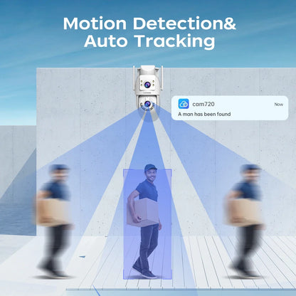 Lenovo 8MP HD Outdoor Security Camera with Dual Lens Dual Screen AI Tracking PTZ Color Night Vision Surveillance Protection