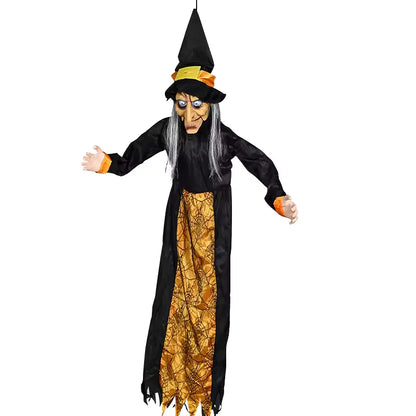 Halloween Decor Talking Witch Outdoor Spooky Animatronic Witch Decor Prop Red Eye Animated Witch Home Festival Decor