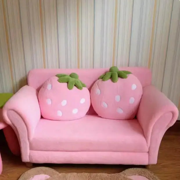 Children's Sofa Chair Reading Corner Kindergarten Small Sofa Combination Area Cute Cartoon Baby Fabric Strawberry Sofa