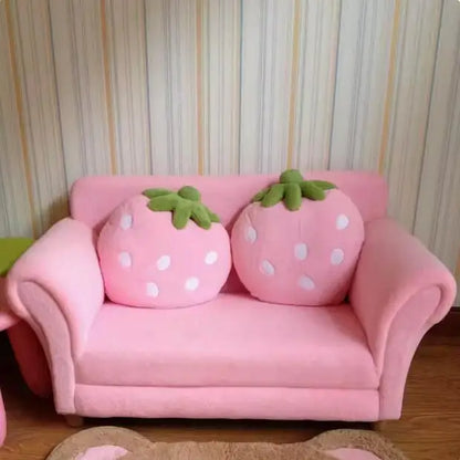 Children's Sofa Chair Reading Corner Kindergarten Small Sofa Combination Area Cute Cartoon Baby Fabric Strawberry Sofa