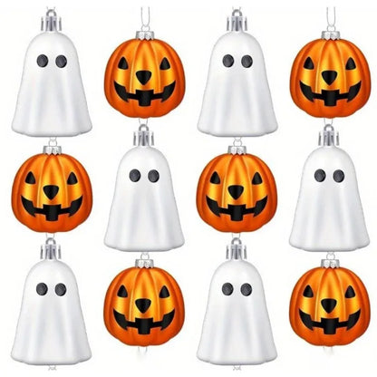 Halloween Hanging Ornaments Cute White Ghost And Orange Pumpkin Decoration Mini Plastic Halloween Tree Decorations Party Decor