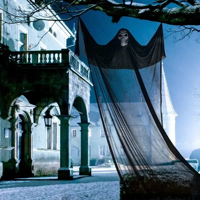 3.5M Halloween Hanging Skull Ghost Haunted House Decoration With LED Sound Ghost Ornament Indoor Outdoor Halloween Party Decor
