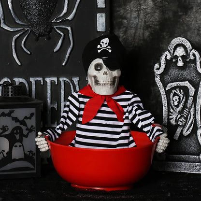 Halloween scene decoration: Pumpkin bucket, funny candy plate, props, ornaments, event atmosphere decorations, bar decor