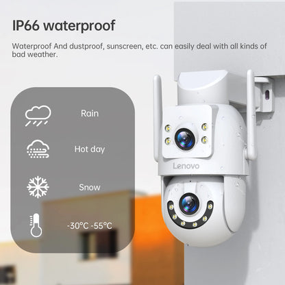 Lenovo 8MP HD Outdoor Security Camera with Dual Lens Dual Screen AI Tracking PTZ Color Night Vision Surveillance Protection