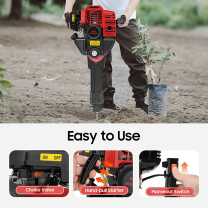 2-Stroke Petrol Demolition Hammer 52CC 1900W Concrete Breaker 1500BPM Jack Hammer for Rock and Concrete,Hand Pull Start