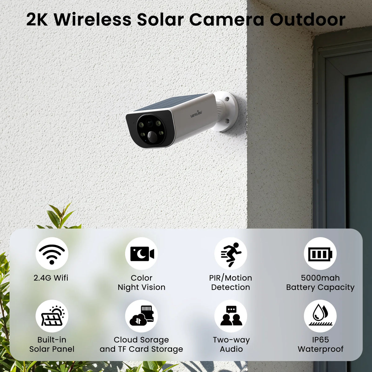Wansview 2K Outdoor Wireless WIFI Camera 2.4G 3MP Battery Solar Security Camera Floodlight Color Night Vision Local Alarm