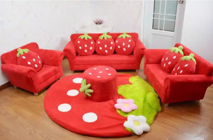 Children's Sofa Chair Reading Corner Kindergarten Small Sofa Combination Area Cute Cartoon Baby Fabric Strawberry Sofa