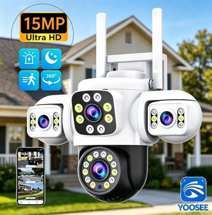 Yoosee 6K 15MP 3 Lens 3 Screens WiFi PTZ IP Camera Outdoor Waterproof Auto Tracking Color Night Vision Security Camera System