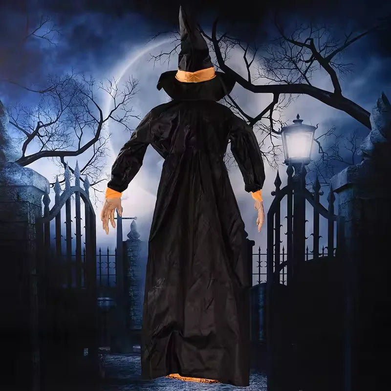 Halloween Decor Talking Witch Outdoor Spooky Animatronic Witch Decor Prop Red Eye Animated Witch Home Festival Decor
