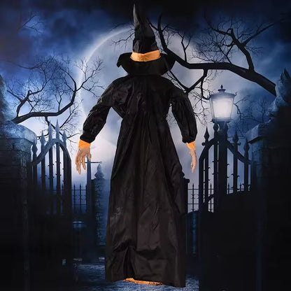 Halloween Decor Talking Witch Outdoor Spooky Animatronic Witch Decor Prop Red Eye Animated Witch Home Festival Decor