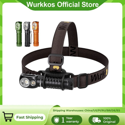 Wurkkos HD20 Headlamp 21700 Fishing Flashlight 2000 Lm Dual LED USB Reverse Charging Magnetic Tail Cap EDC Work & Camping