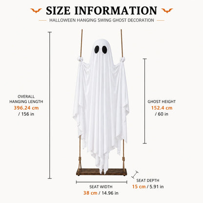 Halloween Swing Ghost Decoration Large Hanging White Ghost Outdoor Porch Yard Garden Party Decor