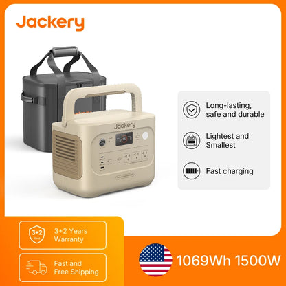 Jackery Explorer 1000 v2 Portable Power Station with Size M Carrying Case, 1069Wh LiFePO4 Battery, Fast Charge for Camping