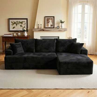 Perfect for lunch breaks, large L-shaped modular corner sofa, ultra-soft cloud lounge sofa with removable washable fabric covers, extra wide and deep seat, 3-seater chaise sofa, oversized living room sofa, cozy relaxation sof