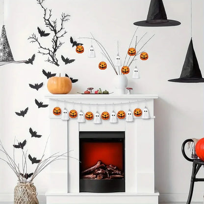 Halloween Hanging Ornaments Cute White Ghost And Orange Pumpkin Decoration Mini Plastic Halloween Tree Decorations Party Decor