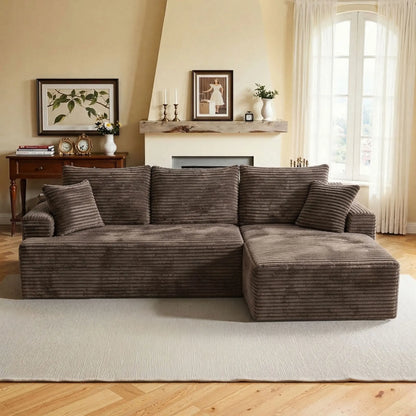 Perfect for lunch breaks, large L-shaped modular corner sofa, ultra-soft cloud lounge sofa with removable washable fabric covers, extra wide and deep seat, 3-seater chaise sofa, oversized living room sofa, cozy relaxation sof