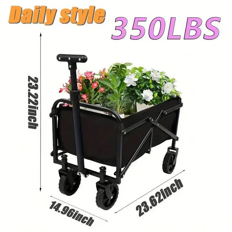 Collapsible Wagon Cart Foldable Beach Wagon with All-Terrain Wheels  Heavy Duty Grocery Cart for Shopping, Beach, Camping, Sport