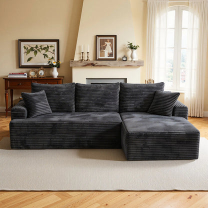 Perfect for lunch breaks, large L-shaped modular corner sofa, ultra-soft cloud lounge sofa with removable washable fabric covers, extra wide and deep seat, 3-seater chaise sofa, oversized living room sofa, cozy relaxation sof