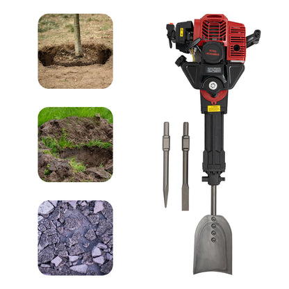 2-Stroke Petrol Demolition Hammer 52CC 1900W Concrete Breaker 1500BPM Jack Hammer for Rock and Concrete,Hand Pull Start