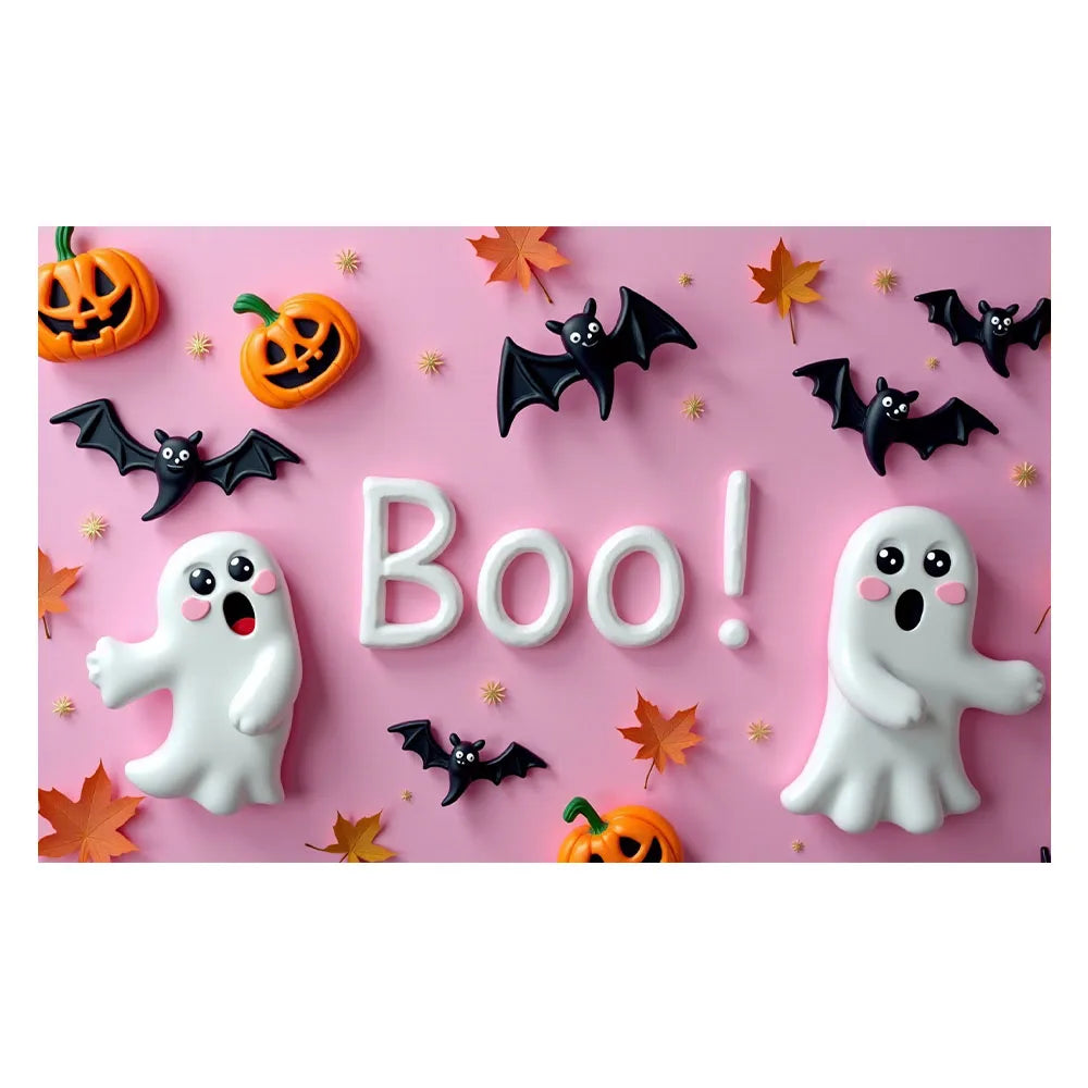 Halloween Decoration 180X110cm Pink Wall Spooky Ghost Booing Pumpkin Photography Backdrop Girls Baby Birthday Party Decor