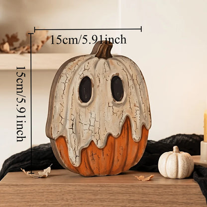 Halloween Wooden Blocks: ghosts, black cats, pumpkins, skulls, witches, owls, zombies, vampires.Shelf decor for autumn indoor ﻿