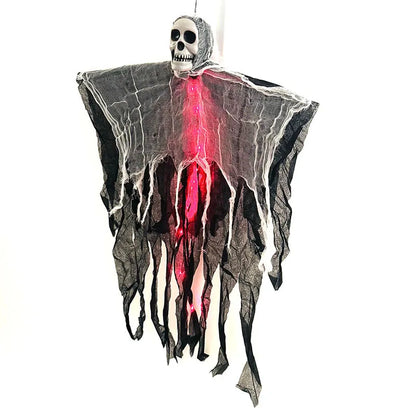 Halloween Home Outdoor Garden Decor Hanging Ghost Ornament Built-in Lighting Skull Skeleton Gauze Accessory Party Scene Setting