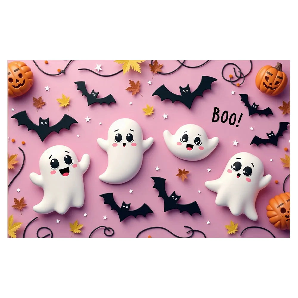 Halloween Decoration 180X110cm Pink Wall Spooky Ghost Booing Pumpkin Photography Backdrop Girls Baby Birthday Party Decor
