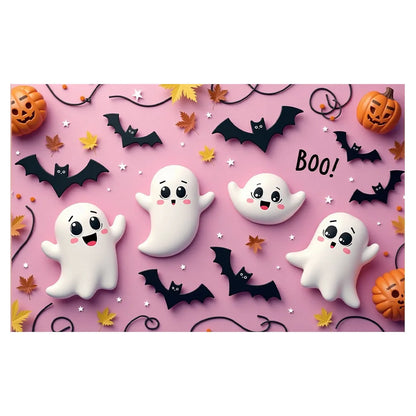 Halloween Decoration 180X110cm Pink Wall Spooky Ghost Booing Pumpkin Photography Backdrop Girls Baby Birthday Party Decor