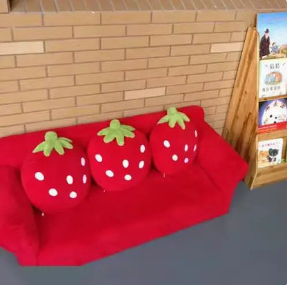 Children's Sofa Chair Reading Corner Kindergarten Small Sofa Combination Area Cute Cartoon Baby Fabric Strawberry Sofa
