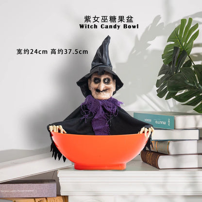 Halloween scene decoration: Pumpkin bucket, funny candy plate, props, ornaments, event atmosphere decorations, bar decor