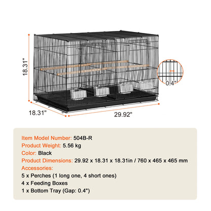 SucceBuy 30In Flight Bird Cage Stackable Divided Small Animal Cage for Kinds of Birds Pet Travel Birdcage with Handle and Perche