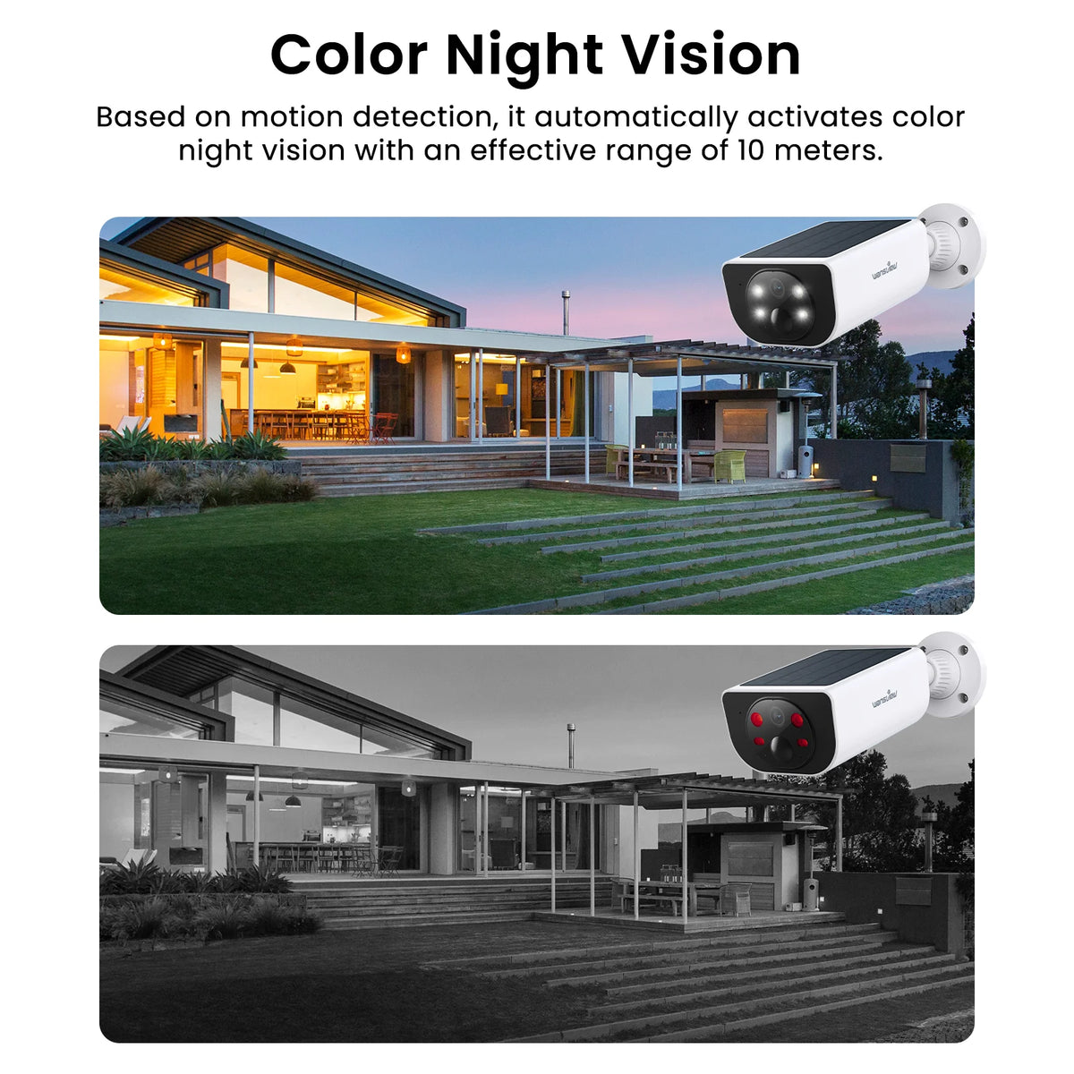 Wansview 2K Outdoor Wireless WIFI Camera 2.4G 3MP Battery Solar Security Camera Floodlight Color Night Vision Local Alarm