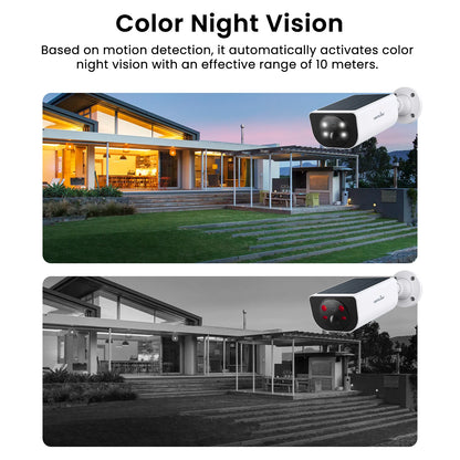 Wansview 2K Outdoor Wireless WIFI Camera 2.4G 3MP Battery Solar Security Camera Floodlight Color Night Vision Local Alarm
