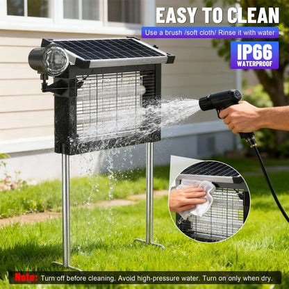 Solar Bug Zapper 4500V, 2-in-1 Rechargeable with Projection Light, IP66 Waterproof, Type-C Charging, for Patio, Yard & Camping