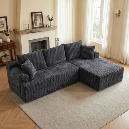 Perfect for lunch breaks, large L-shaped modular corner sofa, ultra-soft cloud lounge sofa with removable washable fabric covers, extra wide and deep seat, 3-seater chaise sofa, oversized living room sofa, cozy relaxation sof