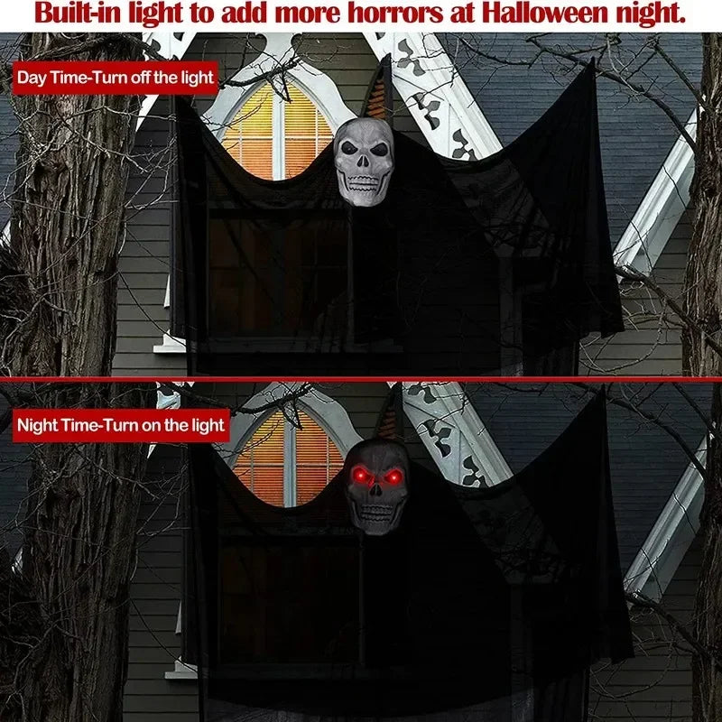 3.5M Halloween Hanging Skull Ghost Haunted House Decoration With LED Sound Ghost Ornament Indoor Outdoor Halloween Party Decor