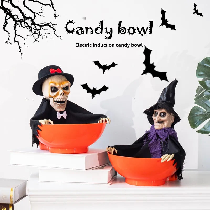 Halloween scene decoration: Pumpkin bucket, funny candy plate, props, ornaments, event atmosphere decorations, bar decor