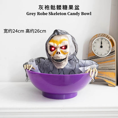 Halloween scene decoration: Pumpkin bucket, funny candy plate, props, ornaments, event atmosphere decorations, bar decor