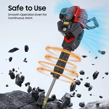 2-Stroke Petrol Demolition Hammer 52CC 1900W Concrete Breaker 1500BPM Jack Hammer for Rock and Concrete,Hand Pull Start