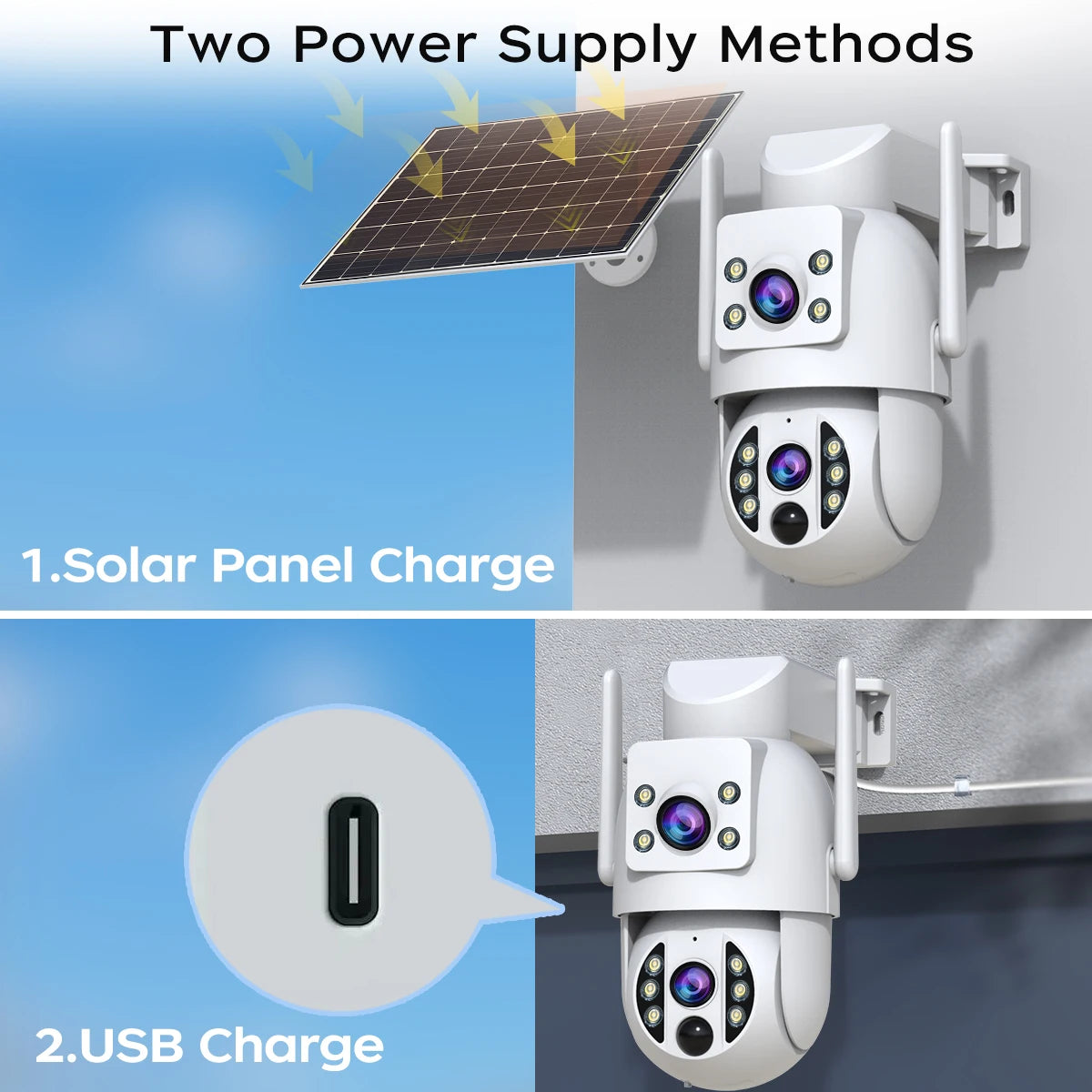 JOOAN 4K Outdoor WiFi Solar Camera Dual Lens Human Detect Night Vision Low Power Battery Camara Security Video Surveillance