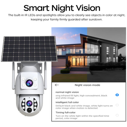 JOOAN 4K Outdoor WiFi Solar Camera Dual Lens Human Detect Night Vision Low Power Battery Camara Security Video Surveillance