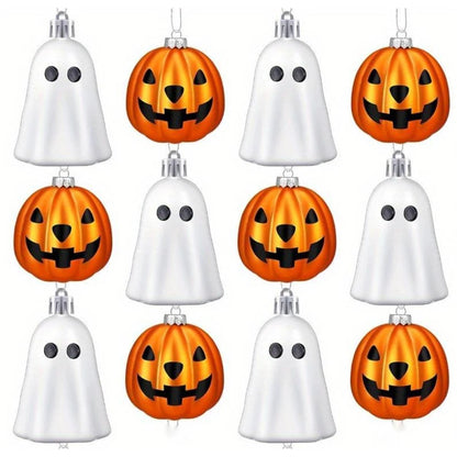 Halloween Hanging Ornaments Cute White Ghost And Orange Pumpkin Decoration Mini Plastic Halloween Tree Decorations Party Decor