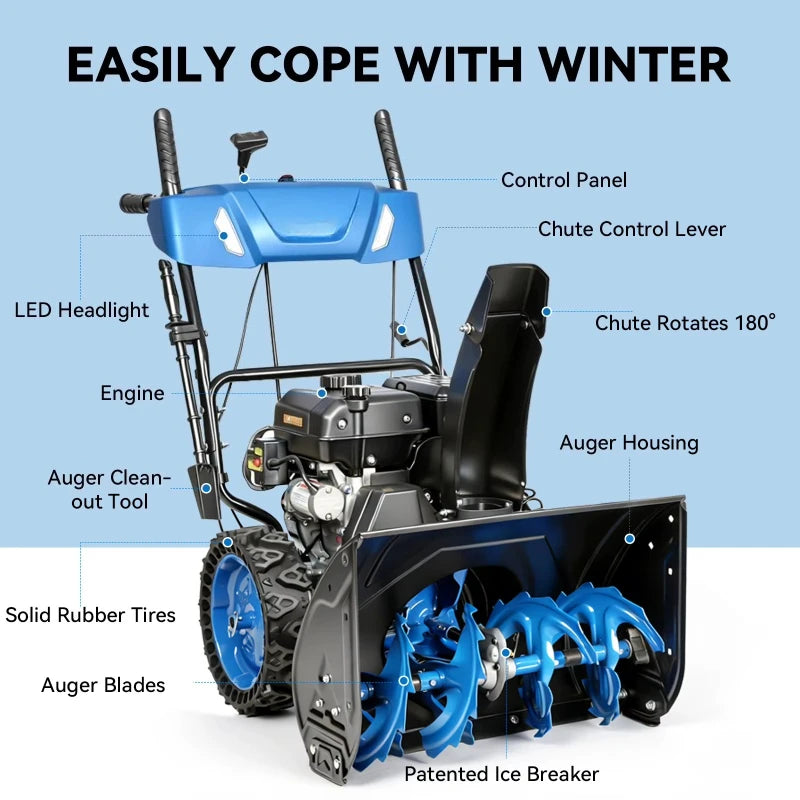 Customized 2 Stage Powered Snow Blower with 40FT Throwing Distance Snow Removal Thrower Snowthrower Snow Throwing Machine