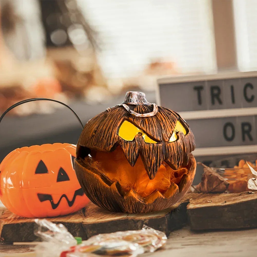Halloween Pumpkin Animated Decor,Noise Activated Talking and Lifting,Creates Spooky Atmosphere for Halloween Party Decoration